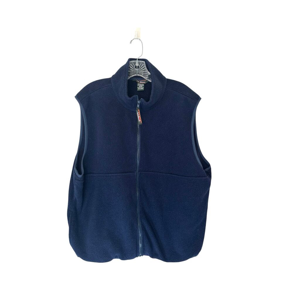 L.L. Bean Men's Blue Mock Neck Outdoor Gorpcore Zip Up Fleece Vest Size XL‎